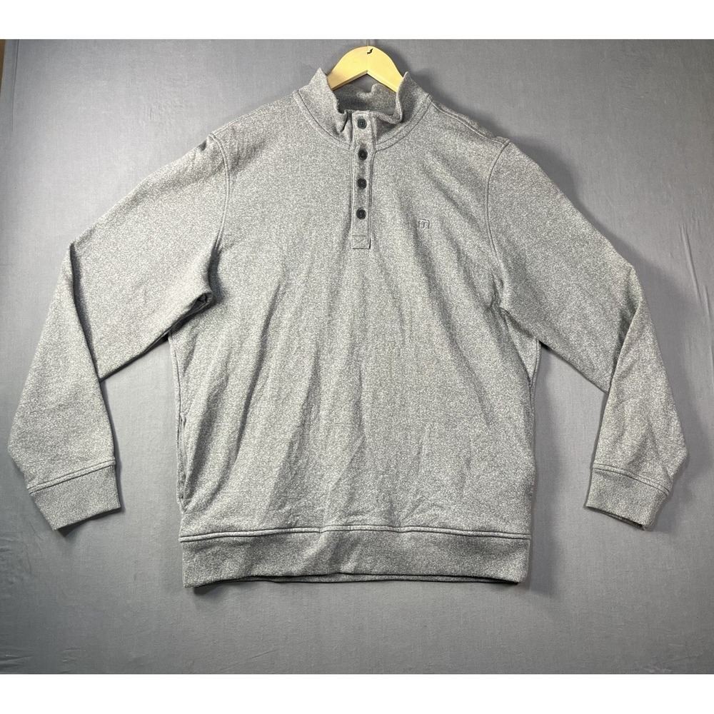 Travis Mathew Mens Golf Pullover 1/4 Button Up Gray Long Sleeve Size XL